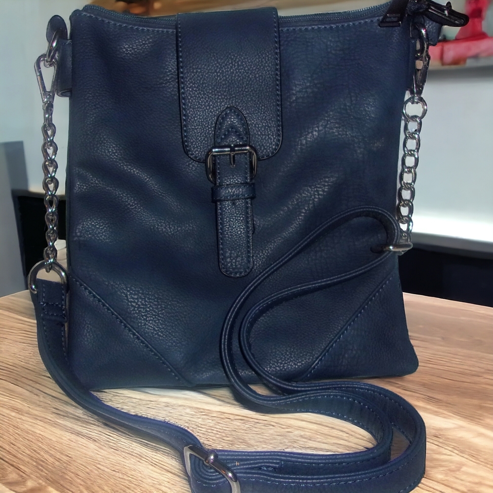 BLACK RIVET| Navy Blue Double Compartment Messenger Crossbody Bag | EUC